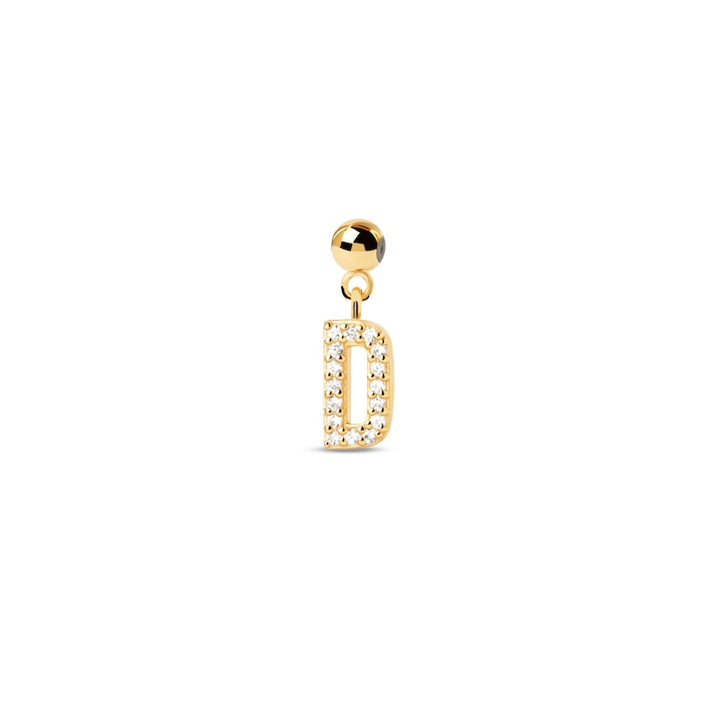 PDPAOLA™ at Zales Cubic Zirconia Letter "D" Initial Bead Charm in Sterling Silver with 18K Gold Plate