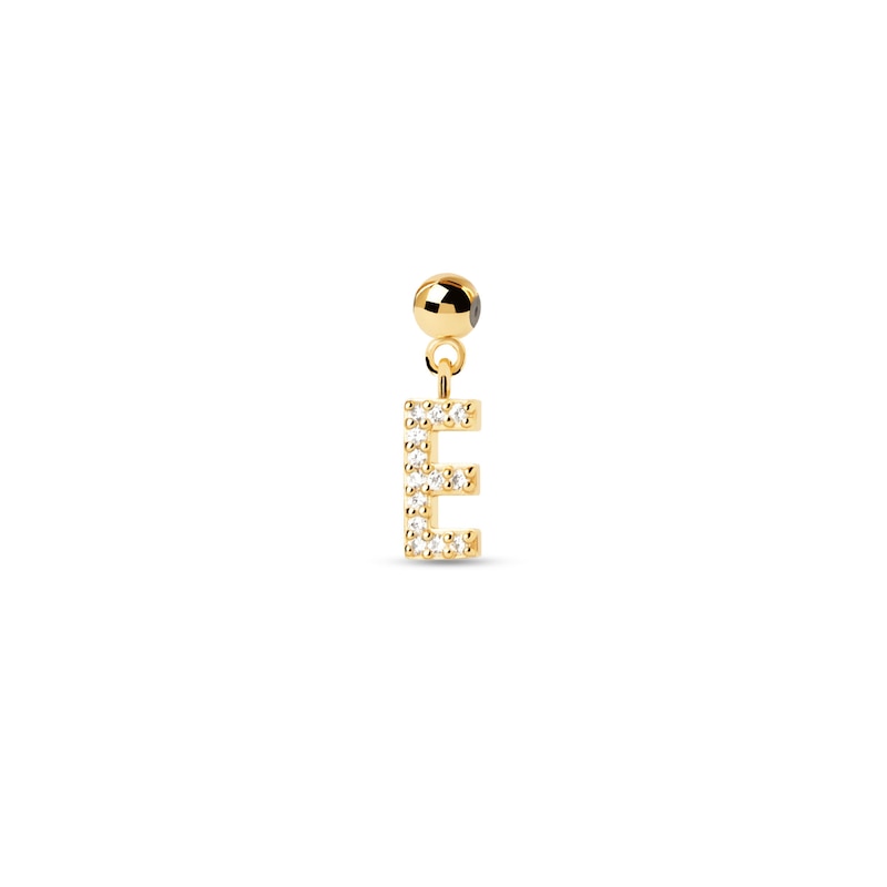 PDPAOLA™ at Zales Cubic Zirconia Letter "E" Initial Bead Charm in Sterling Silver with 18K Gold Plate