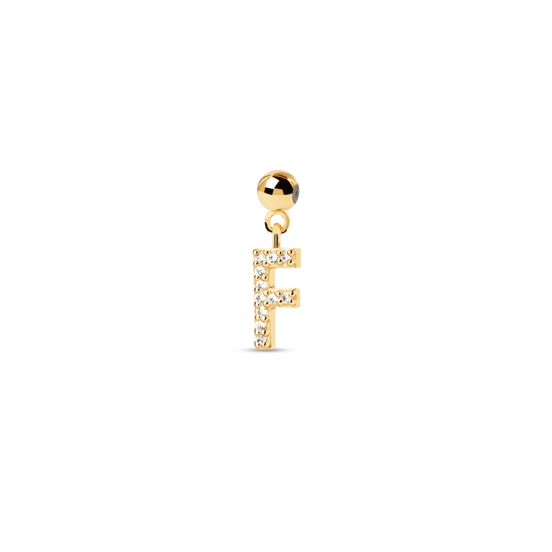 Main Image 1 of PDPAOLA™ at Zales Cubic Zirconia Letter "F" Initial Bead Charm in Sterling Silver with 18K Gold Plate