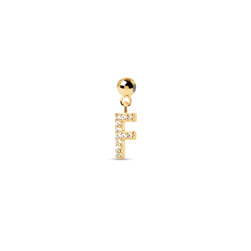 PDPAOLA™ at Zales Cubic Zirconia Letter "F" Initial Bead Charm in Sterling Silver with 18K Gold Plate