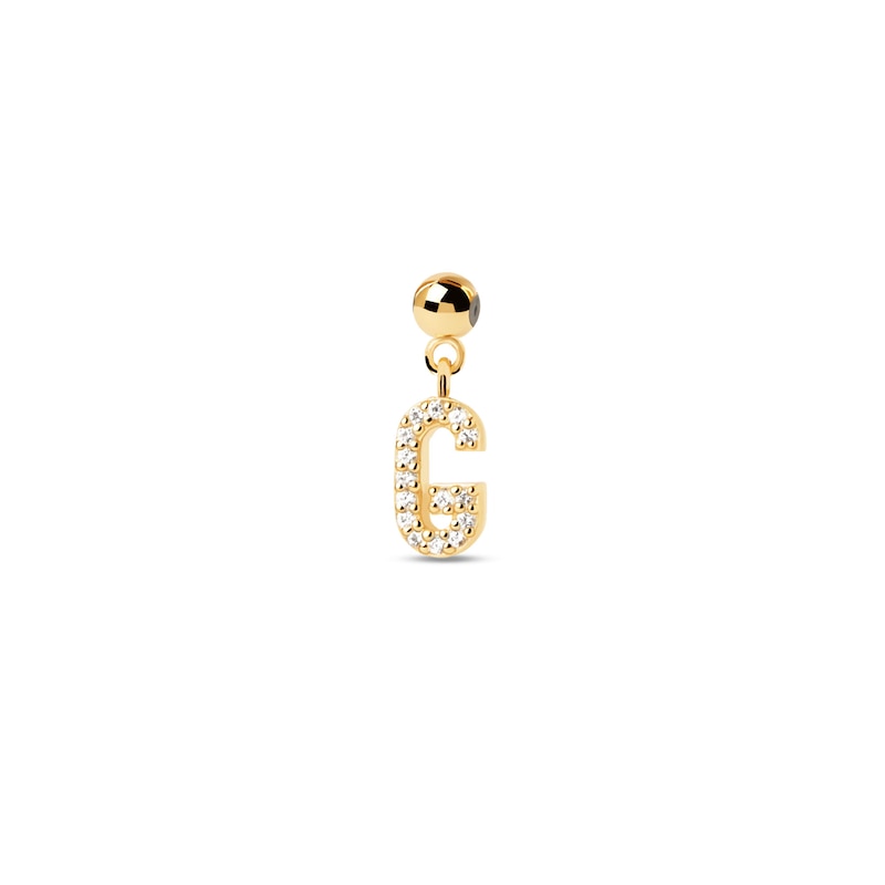 Main Image 1 of PDPAOLA™ at Zales Cubic Zirconia Letter "G" Initial Bead Charm in Sterling Silver with 18K Gold Plate