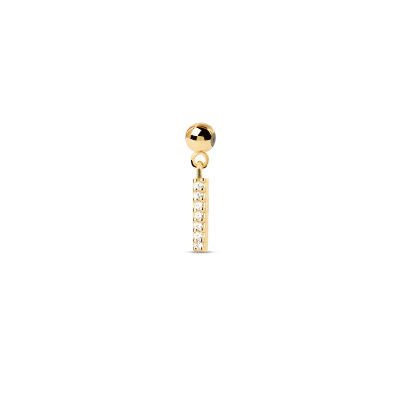 Main Image 1 of PDPAOLA™ at Zales Cubic Zirconia Letter "I" Initial Bead Charm in Sterling Silver with 18K Gold Plate
