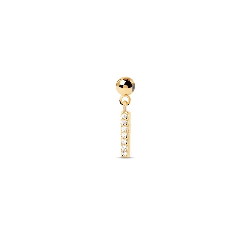 PDPAOLA™ at Zales Cubic Zirconia Letter "I" Initial Bead Charm in Sterling Silver with 18K Gold Plate