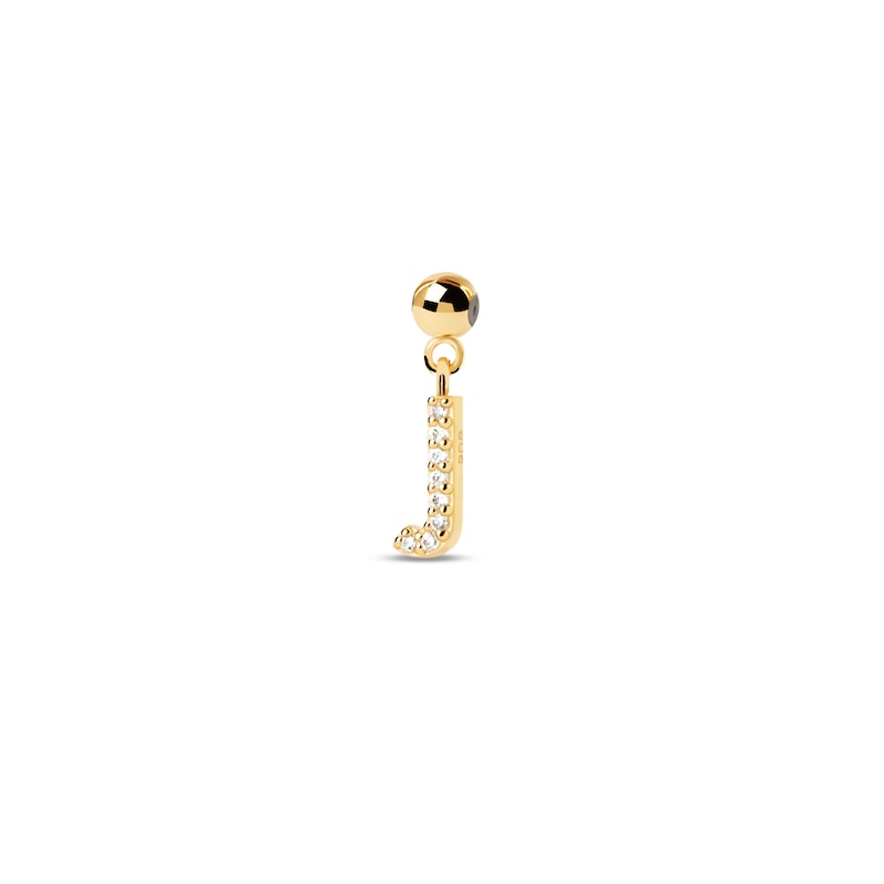 Main Image 1 of PDPAOLA™ at Zales Cubic Zirconia Letter "J" Initial Bead Charm in Sterling Silver with 18K Gold Plate