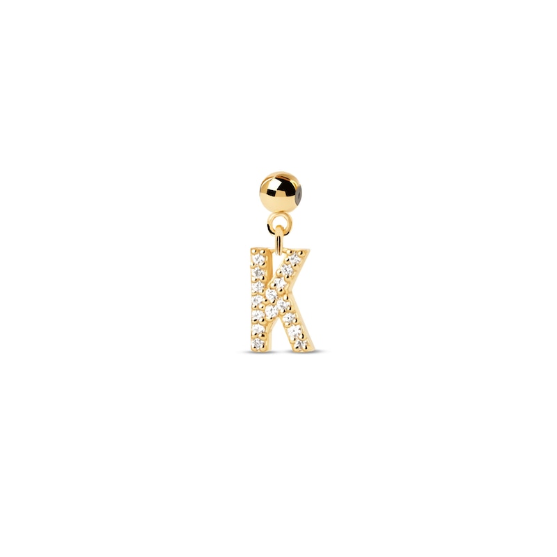 Main Image 1 of PDPAOLA™ at Zales Cubic Zirconia Letter "K" Initial Bead Charm in Sterling Silver with 18K Gold Plate