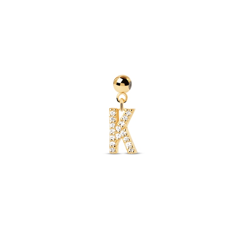 PDPAOLA™ at Zales Cubic Zirconia Letter "K" Initial Bead Charm in Sterling Silver with 18K Gold Plate