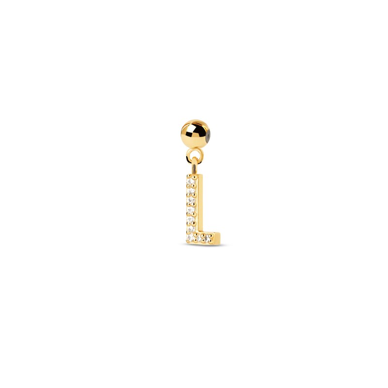 Main Image 1 of PDPAOLA™ at Zales Cubic Zirconia Letter "L" Initial Bead Charm in Sterling Silver with 18K Gold Plate