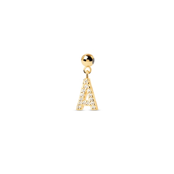 PDPAOLA⢠at Zales Cubic Zirconia Letter Initial Bead Charm in Sterling Silver with 18K Gold Plate (Letters A-Z)