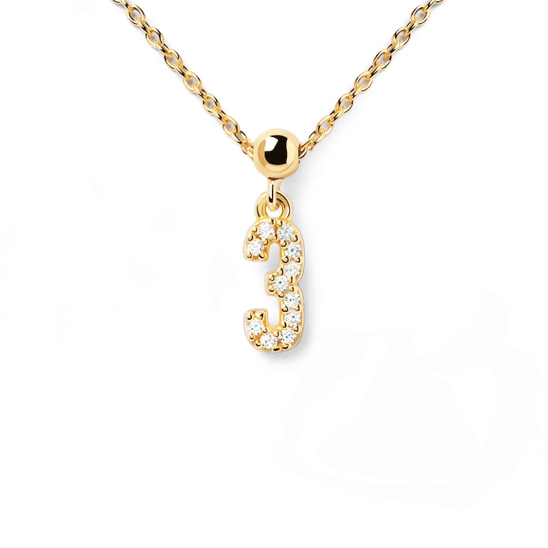 Main Image 2 of PDPAOLA™ at Zales Cubic Zirconia Number "3" Bead Charm in Sterling Silver with 18K Gold Plate