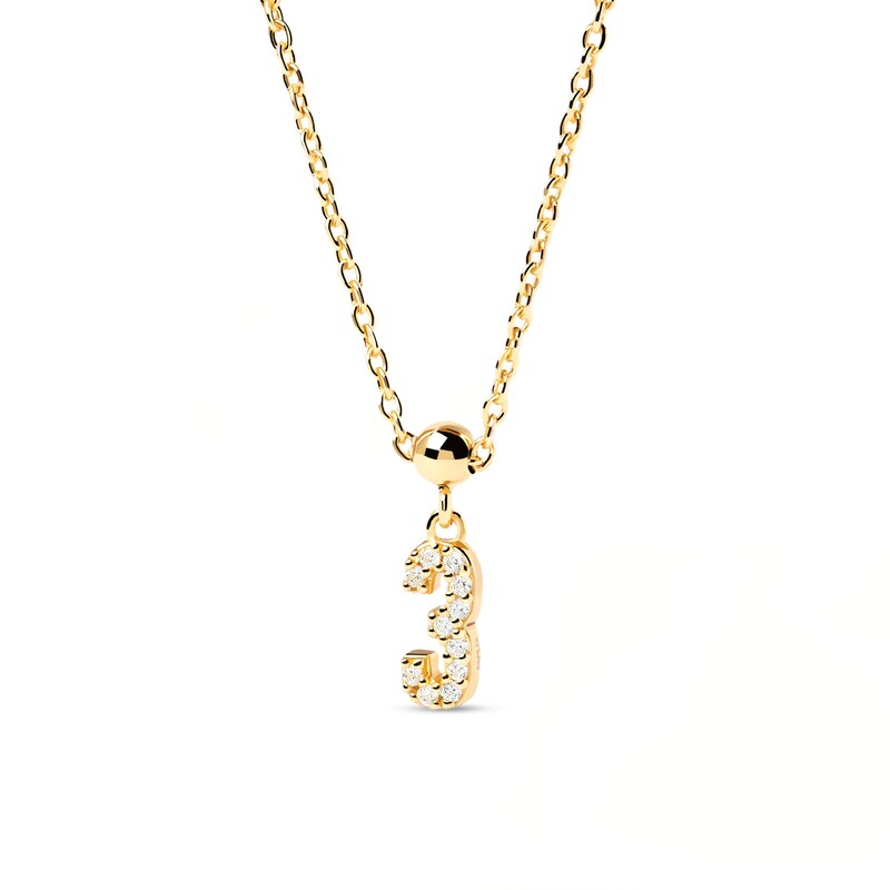 Main Image 3 of PDPAOLA™ at Zales Cubic Zirconia Number "3" Bead Charm in Sterling Silver with 18K Gold Plate