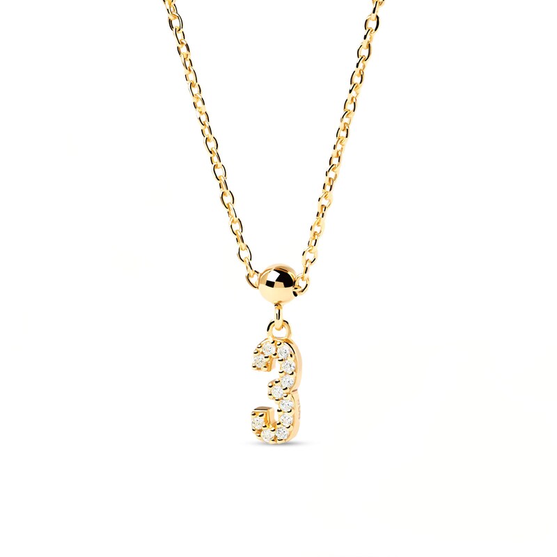 PDPAOLA™ at Zales Cubic Zirconia Number "3" Bead Charm in Sterling Silver with 18K Gold Plate