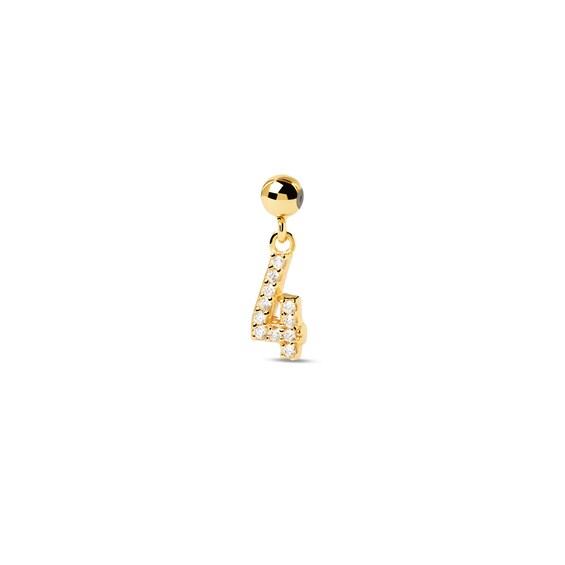 PDPAOLAâ¢ at Zales Cubic Zirconia Number "4" Bead Charm in Sterling Silver with 18K Gold Plate
