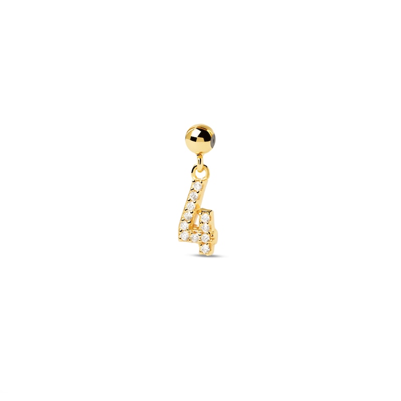 Main Image 1 of PDPAOLA™ at Zales Cubic Zirconia Number "4" Bead Charm in Sterling Silver with 18K Gold Plate