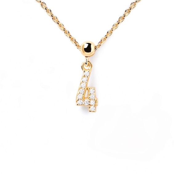 PDPAOLAâ¢ at Zales Cubic Zirconia Number "4" Bead Charm in Sterling Silver with 18K Gold Plate
