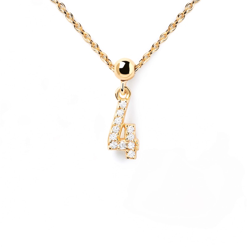 Main Image 2 of PDPAOLA™ at Zales Cubic Zirconia Number "4" Bead Charm in Sterling Silver with 18K Gold Plate