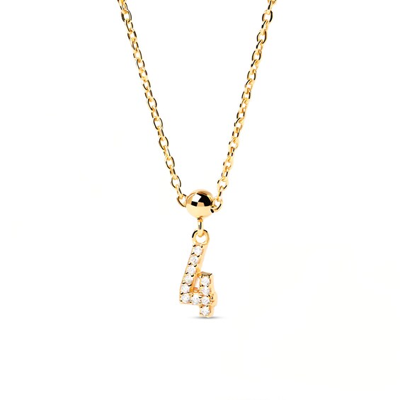 PDPAOLAâ¢ at Zales Cubic Zirconia Number "4" Bead Charm in Sterling Silver with 18K Gold Plate