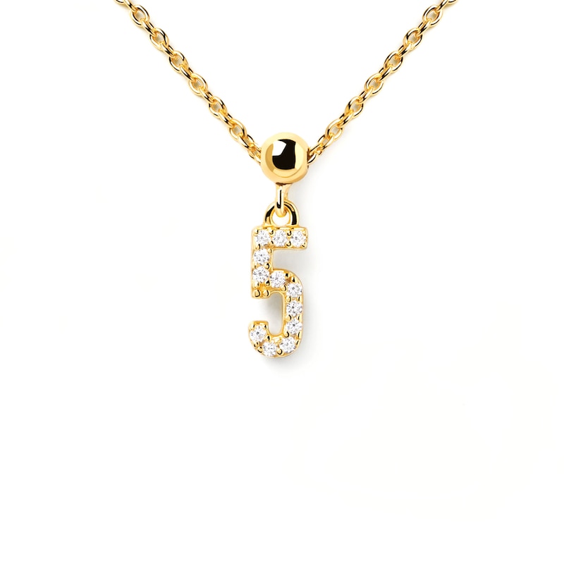 Main Image 2 of PDPAOLA™ at Zales Cubic Zirconia Number "5" Bead Charm in Sterling Silver with 18K Gold Plate