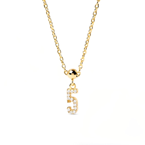 PDPAOLAâ¢ at Zales Cubic Zirconia Number "5" Bead Charm in Sterling Silver with 18K Gold Plate