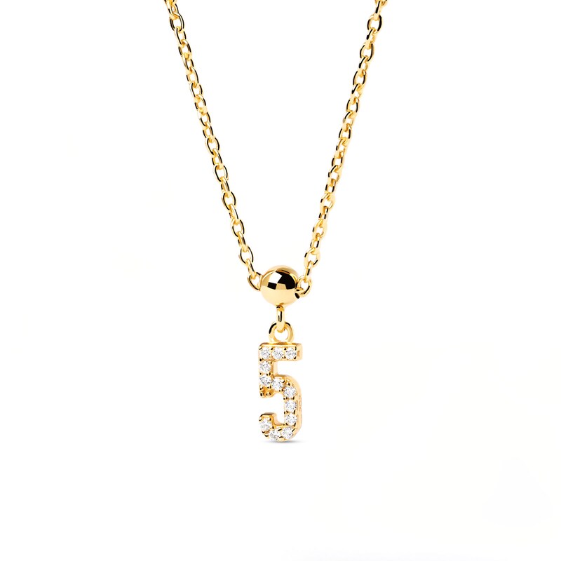 Main Image 3 of PDPAOLA™ at Zales Cubic Zirconia Number "5" Bead Charm in Sterling Silver with 18K Gold Plate