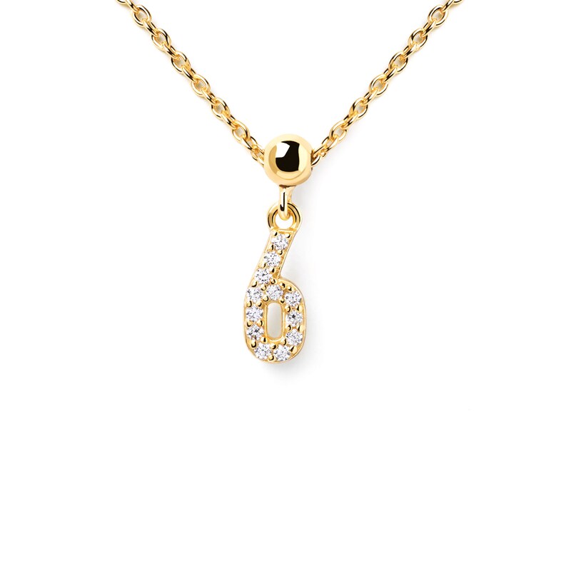 Main Image 2 of PDPAOLA™ at Zales Cubic Zirconia Number "6" Bead Charm in Sterling Silver with 18K Gold Plate