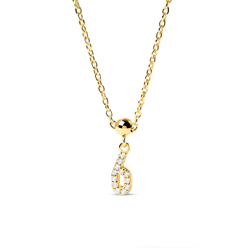 Main Image 3 of PDPAOLA™ at Zales Cubic Zirconia Number "6" Bead Charm in Sterling Silver with 18K Gold Plate