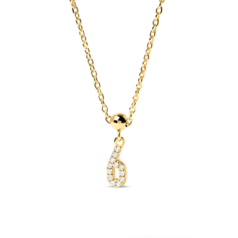 PDPAOLA™ at Zales Cubic Zirconia Number "6" Bead Charm in Sterling Silver with 18K Gold Plate