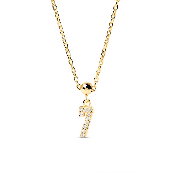 PDPAOLAâ¢ at Zales Cubic Zirconia Number "7" Bead Charm in Sterling Silver with 18K Gold Plate