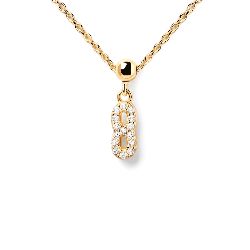 Main Image 2 of PDPAOLA™ at Zales Cubic Zirconia Number "8" Bead Charm in Sterling Silver with 18K Gold Plate