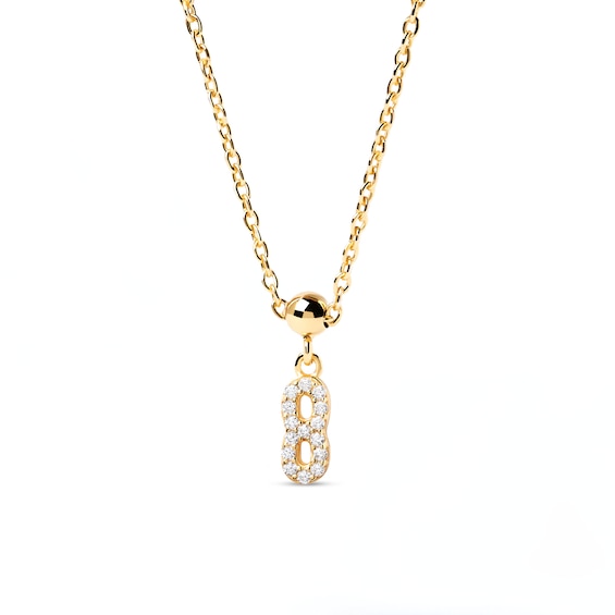 PDPAOLAâ¢ at Zales Cubic Zirconia Number "8" Bead Charm in Sterling Silver with 18K Gold Plate