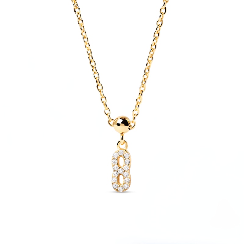 Main Image 3 of PDPAOLA™ at Zales Cubic Zirconia Number "8" Bead Charm in Sterling Silver with 18K Gold Plate