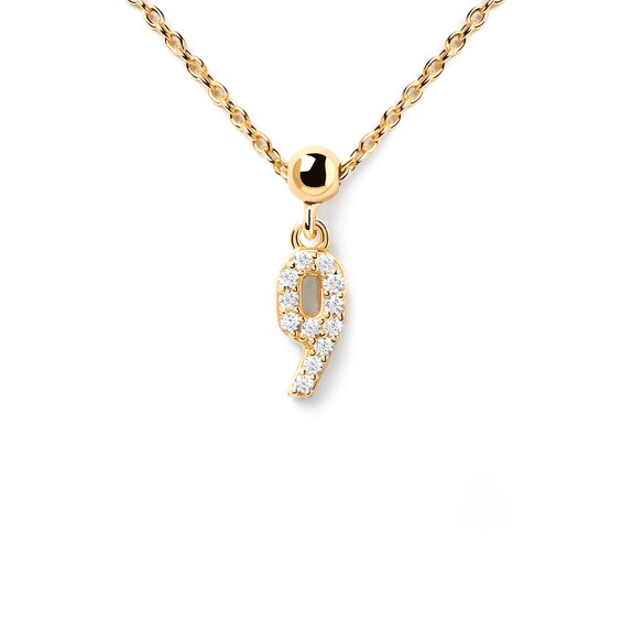PDPAOLAâ¢ at Zales Cubic Zirconia Number "9" Bead Charm in Sterling Silver with 18K Gold Plate