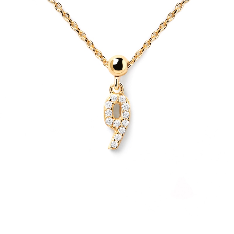 Main Image 2 of PDPAOLA™ at Zales Cubic Zirconia Number "9" Bead Charm in Sterling Silver with 18K Gold Plate