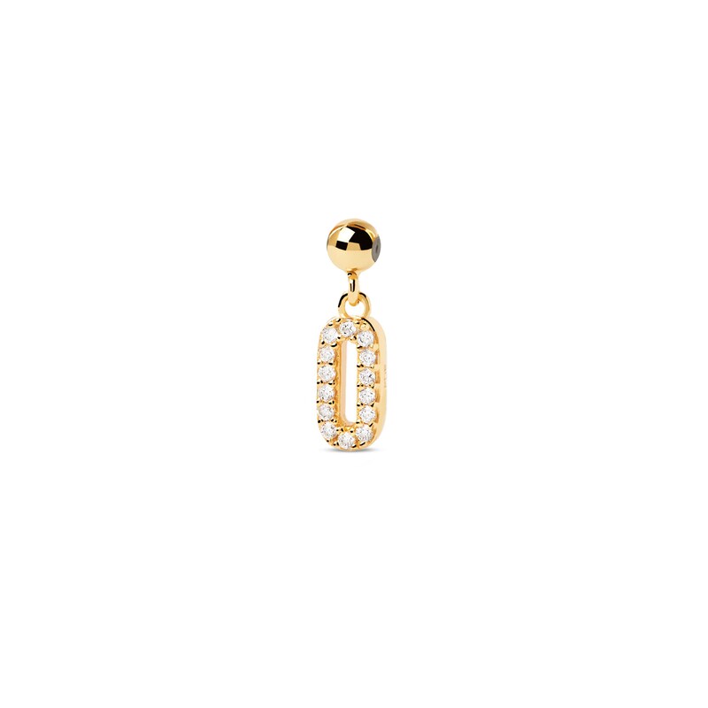 Main Image 1 of PDPAOLA™ at Zales Cubic Zirconia Number "0" Bead Charm in Sterling Silver with 18K Gold Plate