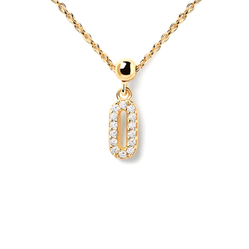 Main Image 2 of PDPAOLA™ at Zales Cubic Zirconia Number "0" Bead Charm in Sterling Silver with 18K Gold Plate