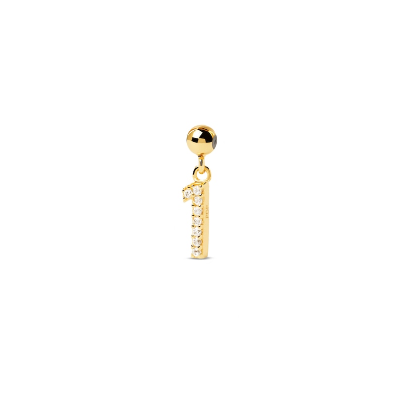 PDPAOLA™ at Zales Cubic Zirconia Number Bead Charm in Sterling Silver with 18K Gold Plate (Nos. 0-9)