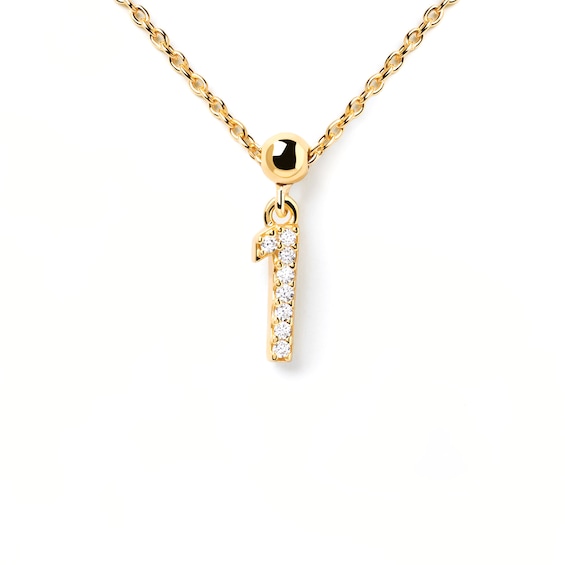 PDPAOLAâ¢ at Zales Cubic Zirconia Number Bead Charm in Sterling Silver with 18K Gold Plate (Nos. 0-9)