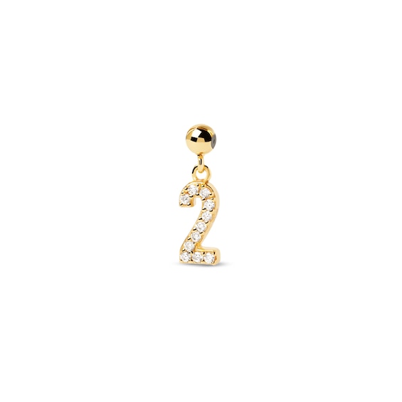 PDPAOLAâ¢ at Zales Cubic Zirconia Number "2" Bead Charm in Sterling Silver with 18K Gold Plate