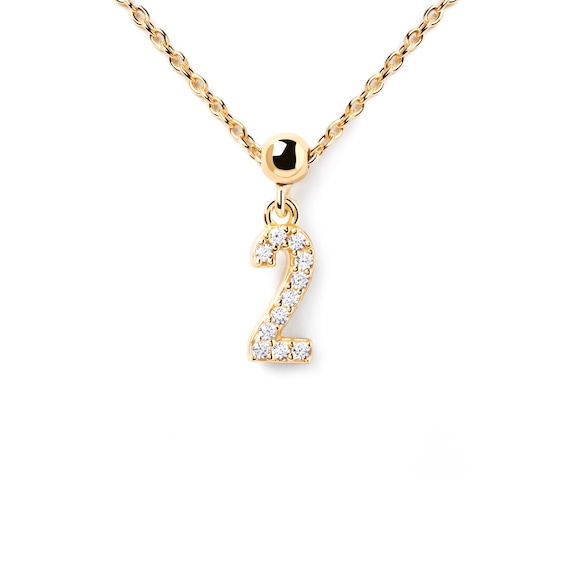 PDPAOLAâ¢ at Zales Cubic Zirconia Number "2" Bead Charm in Sterling Silver with 18K Gold Plate