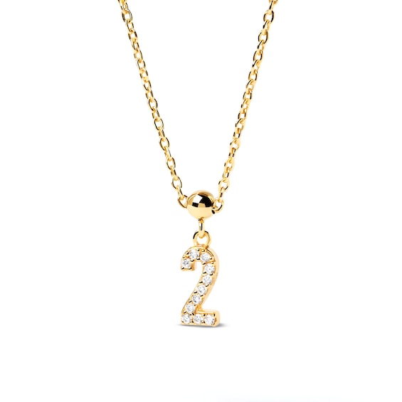 PDPAOLAâ¢ at Zales Cubic Zirconia Number "2" Bead Charm in Sterling Silver with 18K Gold Plate