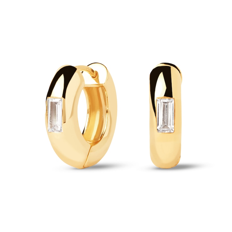 Main Image 1 of PDPAOLA™ at Zales Kali Baguette-Cut Cubic Zirconia Tube Hoop Earrings in Sterling Silver with 18K Gold Plate