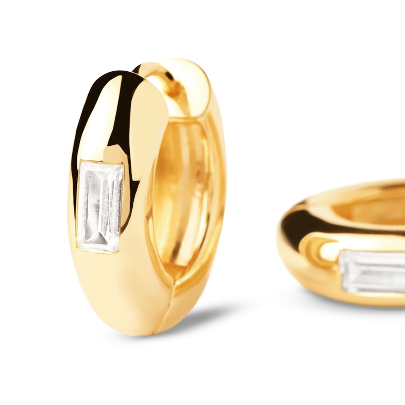 Main Image 2 of PDPAOLA™ at Zales Kali Baguette-Cut Cubic Zirconia Tube Hoop Earrings in Sterling Silver with 18K Gold Plate