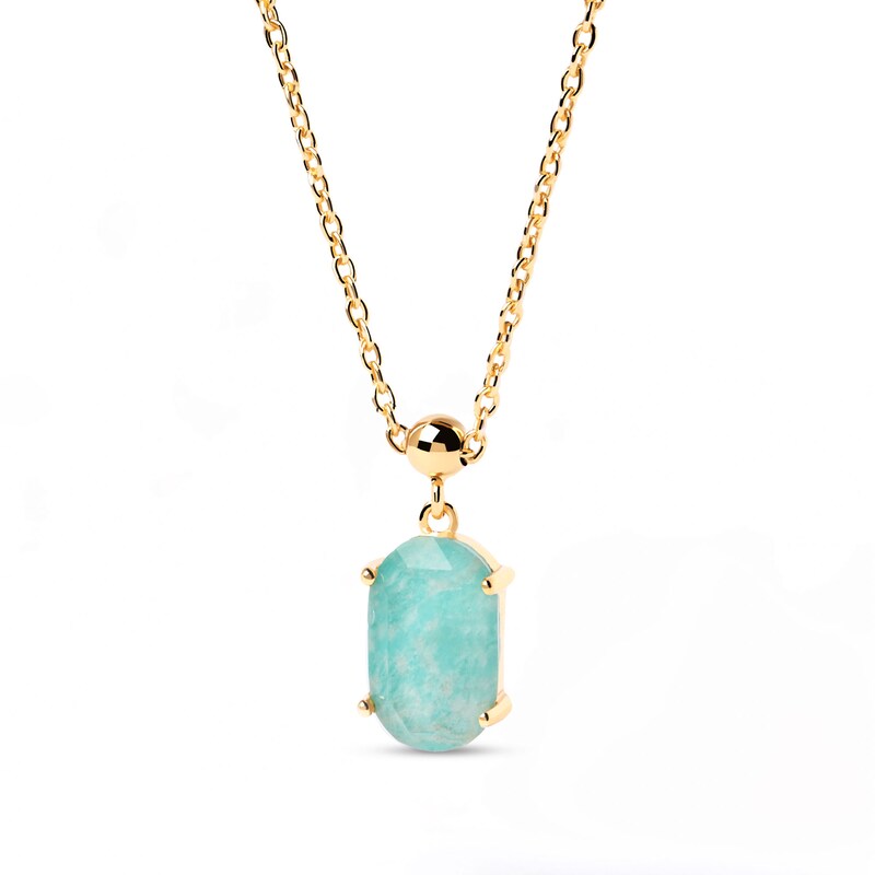 PDPAOLA™ at Zales Oval Amazonite Serenity Bead Charm in Sterling Silver with 18K Gold Plate