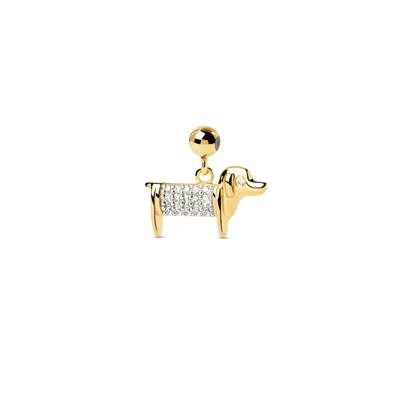 PDPAOLA™ at Zales Cubic Zirconia Dog Bead Charm in Sterling Silver with 18K Gold Plate