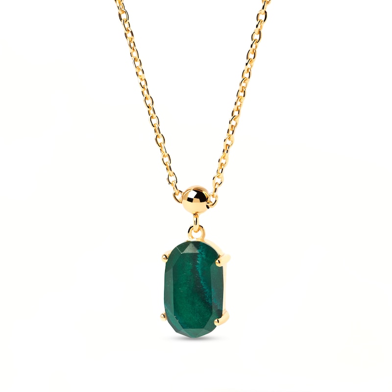 PDPAOLA™ at Zales Oval Malachite Transformation Bead Charm in Sterling Silver with 18K Gold Plate