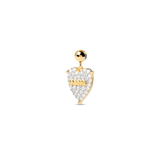 PDPAOLA⢠at Zales Cubic Zirconia Heart with "MAMA" Bead Charm in Sterling Silver with 18K Gold Plate
