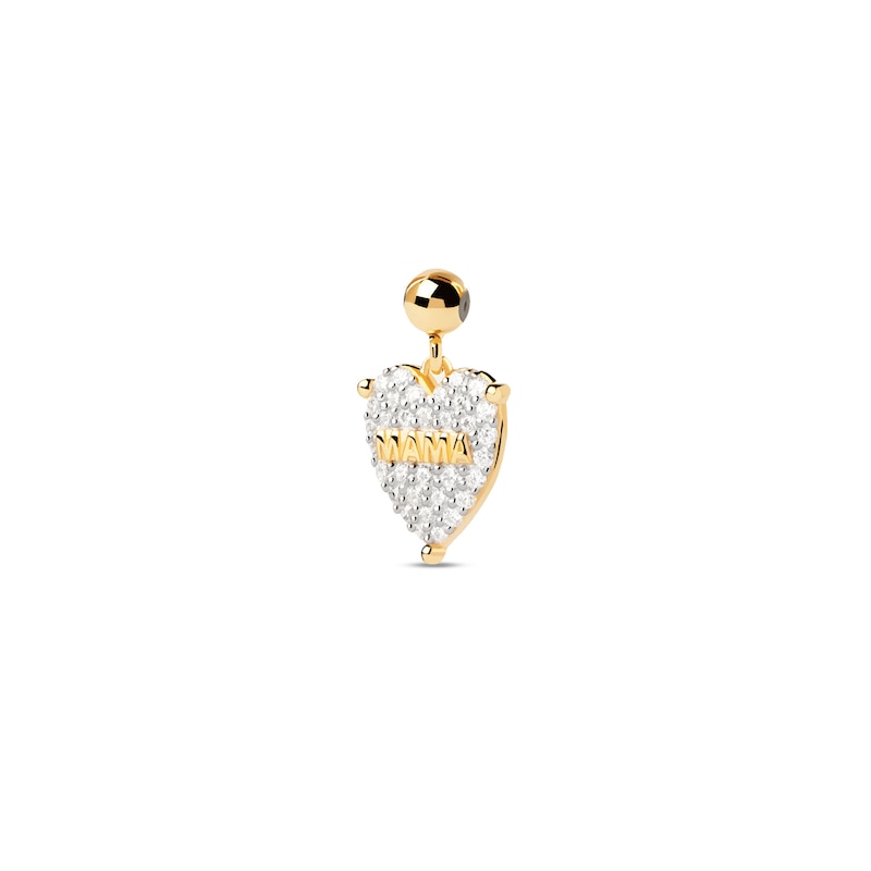Main Image 1 of PDPAOLA™ at Zales Cubic Zirconia Heart with "MAMA" Bead Charm in Sterling Silver with 18K Gold Plate