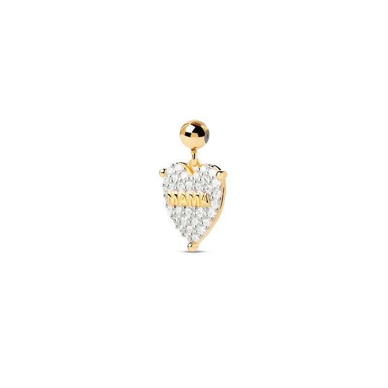 PDPAOLA™ at Zales Cubic Zirconia Heart with "MAMA" Bead Charm in Sterling Silver with 18K Gold Plate