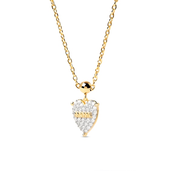 PDPAOLAâ¢ at Zales Cubic Zirconia Heart with "MAMA" Bead Charm in Sterling Silver with 18K Gold Plate