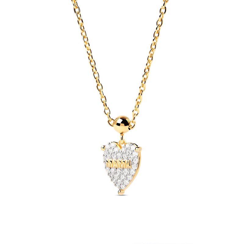 Main Image 2 of PDPAOLA™ at Zales Cubic Zirconia Heart with "MAMA" Bead Charm in Sterling Silver with 18K Gold Plate