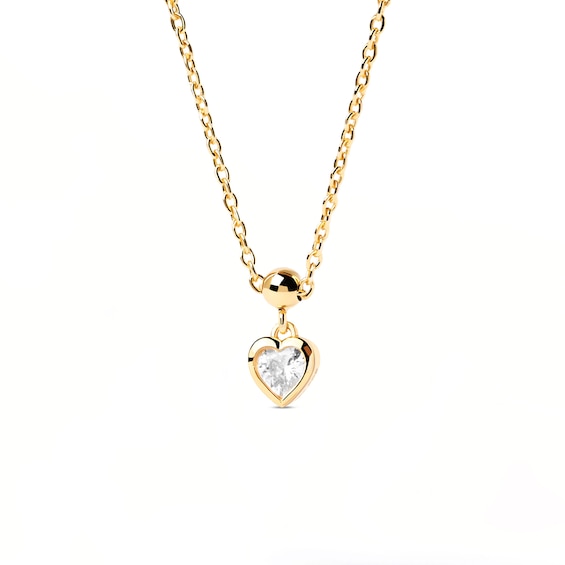 PDPAOLA™ at Zales 4.0mm Cubic Zirconia Solitaire Heart Bead Charm in Sterling Silver with 18K Gold Plate